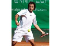 Diego Junqueira durante la Carisap Tennis Cup del 2008, edizione nella quale arriv&ograve; in finale