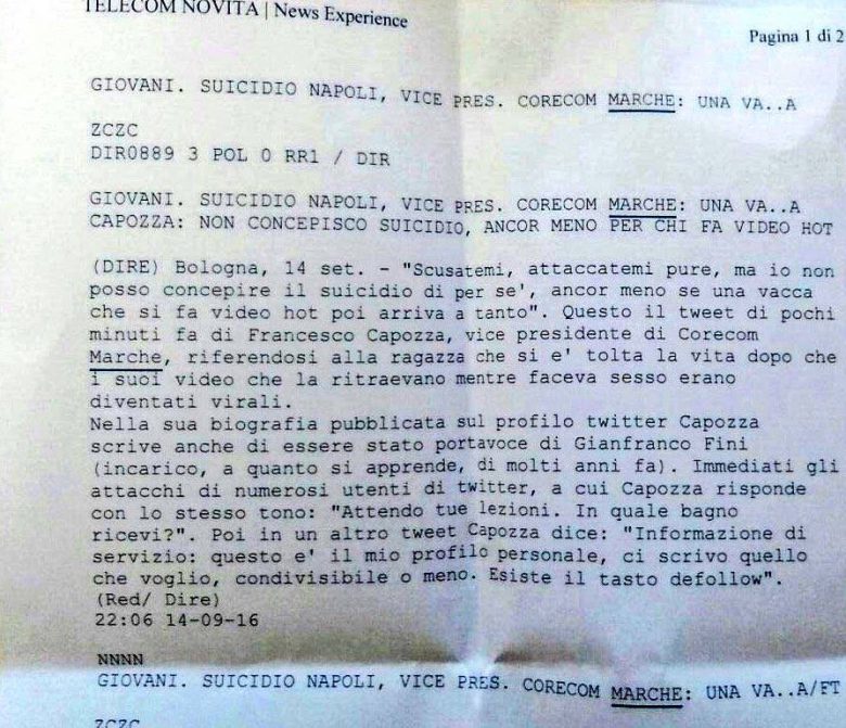 Pietro Colonnella si dimette da presidente del Corecom Pietro Colonnella si dimette da presidente del Corecom