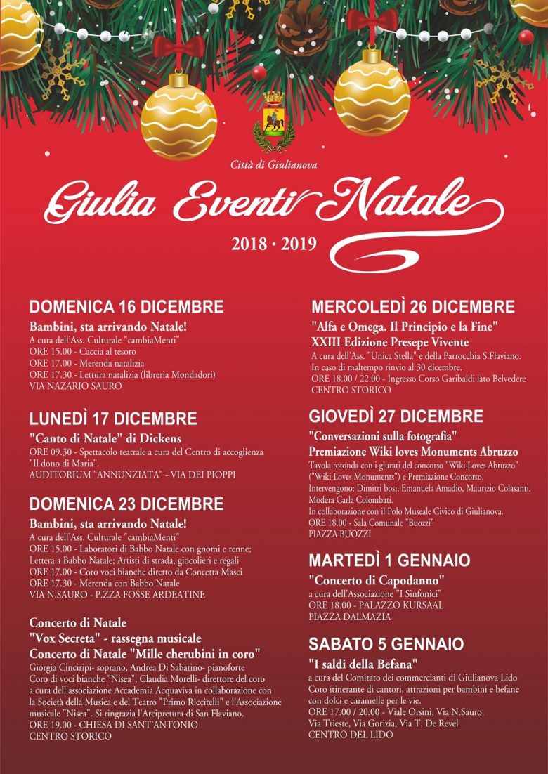 Eventi Di Natale.Giulia Eventi Natale Iniziative A Giulianova Dal 16 Dicembre Fino All Epifania Riviera Oggi