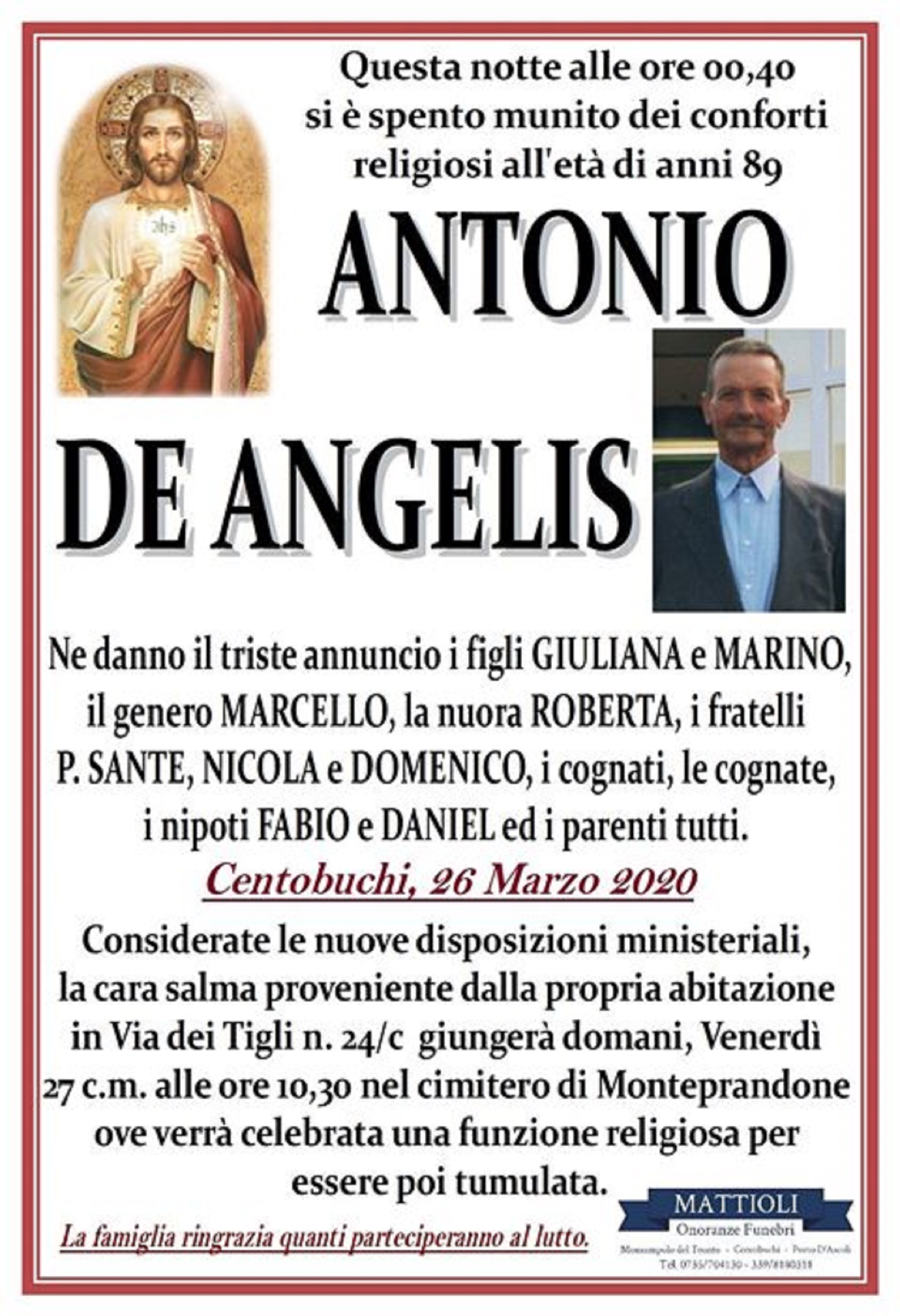 Antonio De Angelis Riviera Oggi