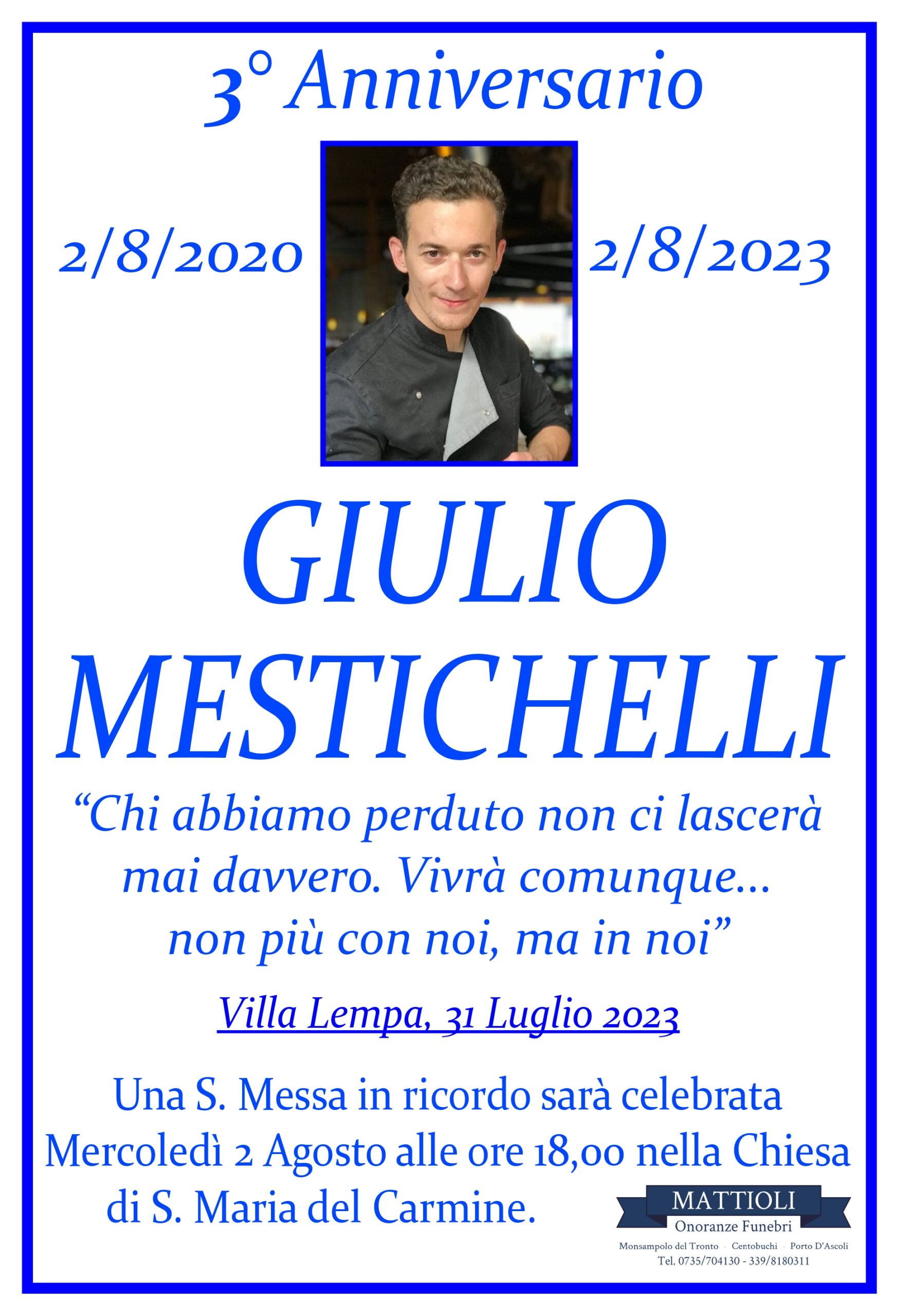 Terzo anniversario Giulio Mestichelli
