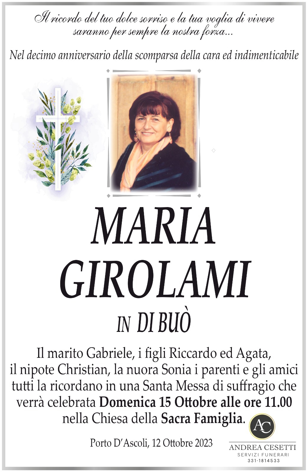 Anniversario Maria Girolami