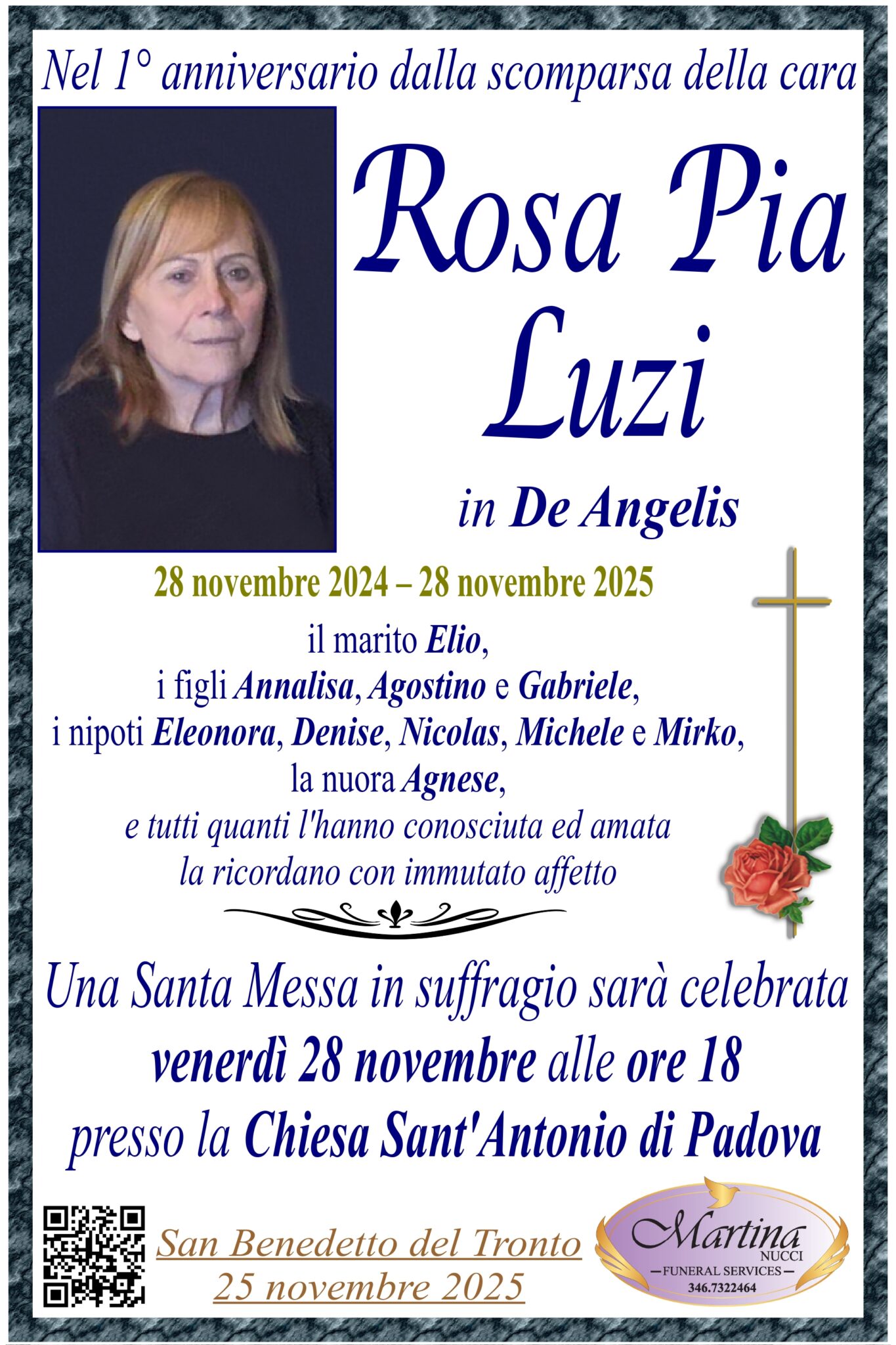 Primo anniversario Rosa Pia Luzi - Riviera Oggi